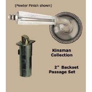  Kinsman, Crystal & Brass Door Lever, Rope Rose 2 Passage 