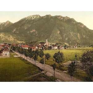   Poster   Oberammergau with Laber Upper Bavaria Germany 24 X 18.5