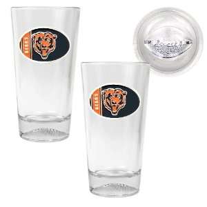  Chicago Bears NFL 2pc Pint Ale Glass Set with Football 