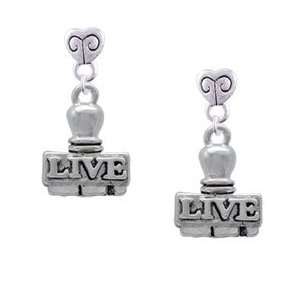  LIVE Stamp   Silver Plated Mini Heart Charm Earrings 