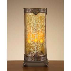  Three Light Antiqued Glass Table Top Hurricane