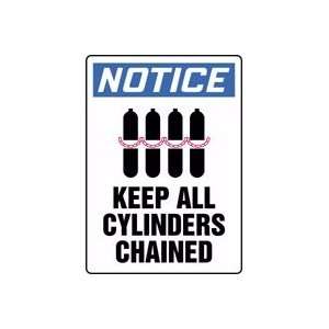  NOTICE KEEP ALL CYLINDERS CHAINED (W/GRAPHIC) 14 x 10 