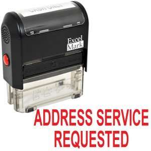  ADDRESS SERVICE REQUESTED Self Inking Rubber Stamp   Red 