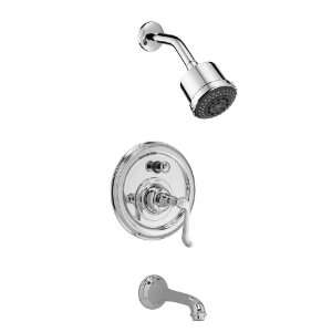   Tub and Shower Set, Curved Lever, Platinum Nickel
