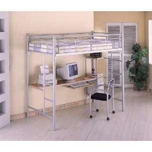  Loft Bed   2 Inch Twin Size Workstation Loft Bunk Bed in 