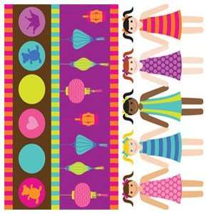  Party Time Girls Fabric Two Yards (1.8m) DC4410 Chocolate 