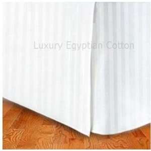 300TC Egyptian Cotton KING Tailored Bed Skirt WHITE Stripe  