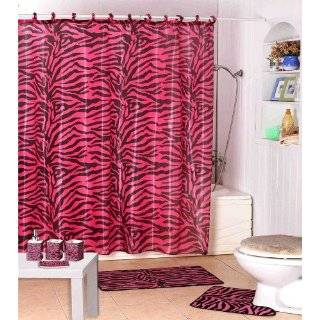   Zebra Shower Curtain with Decorative Rings + Bathroom Accessories Set