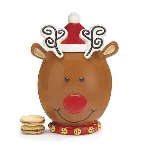 Festive Reindeer Cookie Jar For Holiday Treat Storage and Christmas 