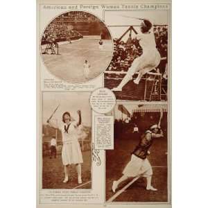  1923 Tennis Women Champion Lenglen Mallory Helen Wills 