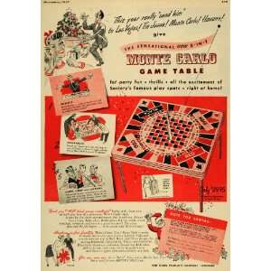  1947 Ad Monte Carlo Game Table Santa Christmas Roulette 