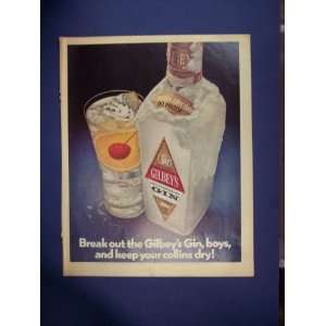   Gin Print Ad. Orinigal 1972 Vintage Magazine Art. Drink Beside Gin