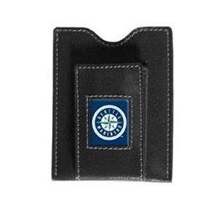  Seattle Mariners Black Leather Money Clip with Cardholder 