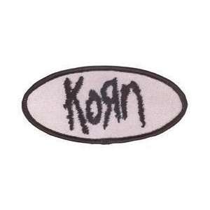  Korn   Silver and Black Oval Logo   Embroidered Iron On 