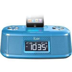    Blue Dual Alarm Clock With Bed Shaker For iPod Electronics