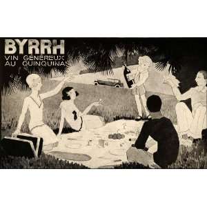  1929 Ad French Byrrh Wine Aperitif Quinine Picnic Girl 