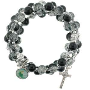  Adjustable Rosary Bracelet in Stone Beads with Memory Wire 