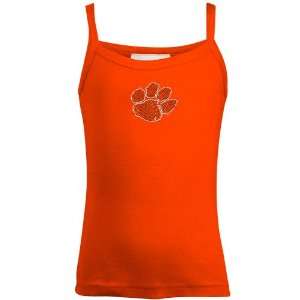  Clemson Tigers Youth Girls Orange Rhinestone Logo Tank Top 