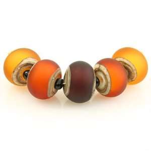  15mm Sunsets in Stone Artisan Lampwork Beads Set by Cindy 