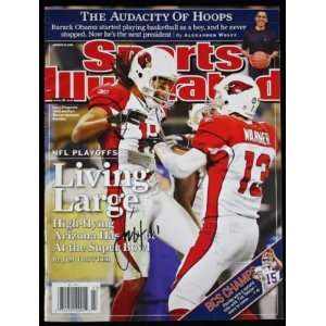  CARDINALS LARRY FITZGERALD SIGNED SI MAGAZINE COVER JSA 