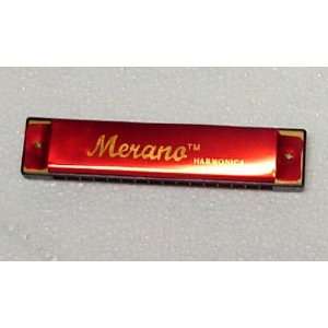  Merano HA16 Key of C 16 Hole Harmonica   Red Musical 