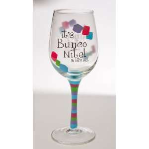  Handpainted Wine Glass, Bunco Nite