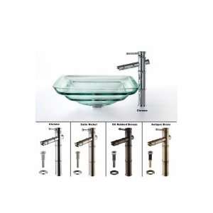 Kraus Kraus Clear Oceania Glass Vessel Sink and Bamboo Faucet C GVS 