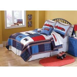 Pem America Cars Full / Queen Quilt With 2 Shams 