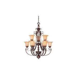   Two Tier Chandelier in Parisian Bronze with Sculpted Cream Glass glass
