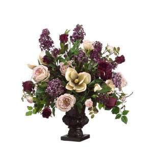  28 Lilac, Rose, Magnolia & Hydrangea Silk Flower Arrangement 