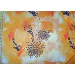 Cotton Knit Print Orange Koi Arts, Crafts & Sewing