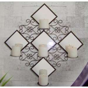    Antiqued Mirror Metal Candle Holder Wall Art Votive