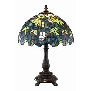   Table Lamp with Tiffany Glass Round Shade from the Woodland Collection