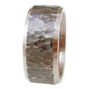 Titanium Ring Flat Hammered Bevel Edges. Ring #60. Provide size, width 