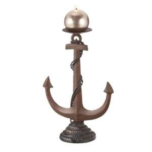  Pack of 2 Nautical Ship Anchor Pillar Candle Holders 12.5 