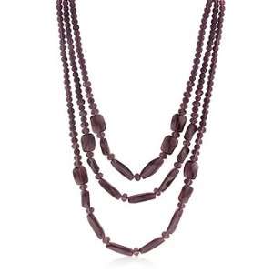  Brown Red Beaded Multi Tier Necklace Jewelry