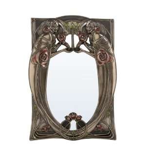 12.25 inch Wall Mirror Art Nouveau 2 Maids Pink Roses 