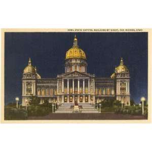    State Capitol at Night, Des Moines, Iowa , 4x3