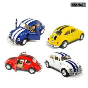 Set of 4 Cars 5 Classic 1967 Volkswagen Beetle with Racing Stripes 1 