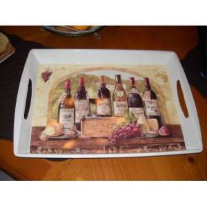  Large Red White Wine and Grapes Melamine Serving Tray 