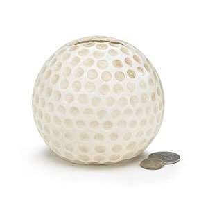   White Dimpled Golf Shaped Money Bank Resin Realistic Toys & Games
