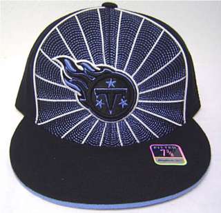 Tennessee Titans Flatbill Fitted Cap Blk w/ Blue design  