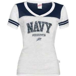  Navy Midshipmen Womens Football Jersey Burnout T Shirt 