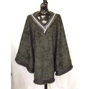  WOMENS PONCHO LEATHER&CHEZ CRYSTAL ,MADE IN USA 