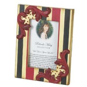  Black, Red and Cream Striped Jeweled 4x6 Picture Frame 