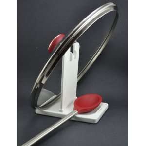  White Hot Lid and Spoon Rest with Ladle Holder and Pan 