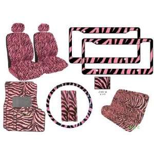   Carpet Floor Mats for Cars / Truck and 1 Universal Fit Zebra Pink and