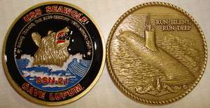 USS Seawolf SSN 21 Submarine Coin Navy Run Silent Deep USN Navy  