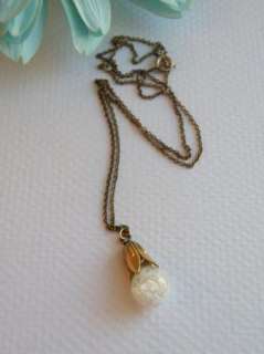 Vintage Floating Opal Gold Filled Tulip Pendant Chain Link 18 