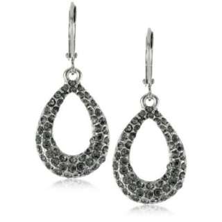 Kenneth Cole New York Glam Silver Pave Oval Drop Earring   designer 